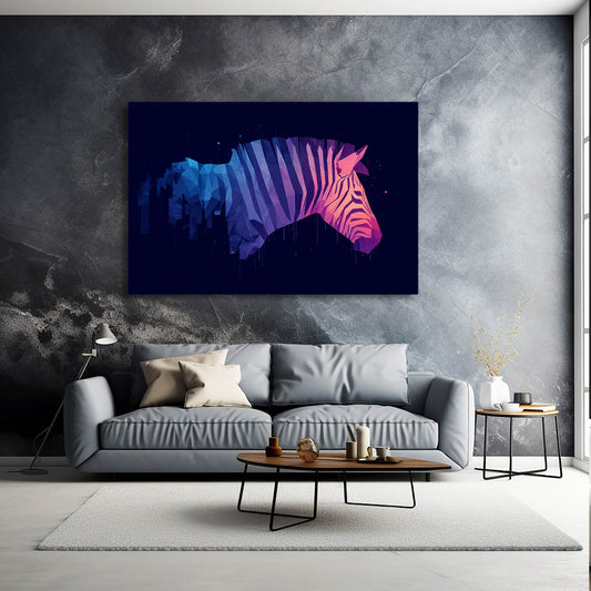 Purple Zebra Artwork – styled in a furnished interior
