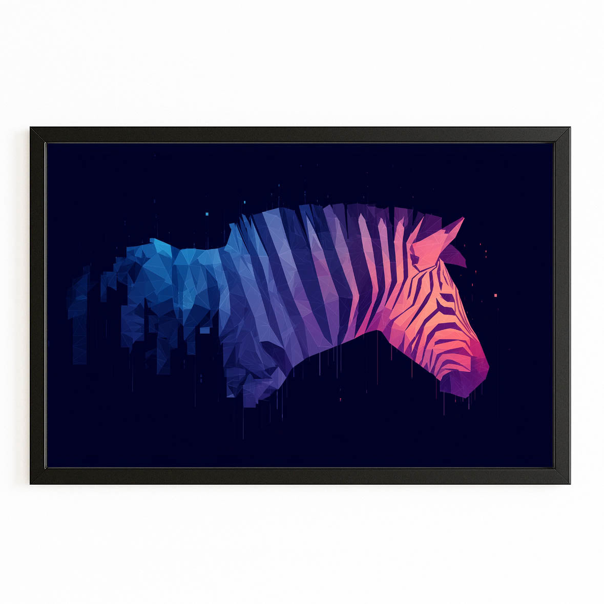 Purple Zebra Artwork – with Premium Black frame on white background