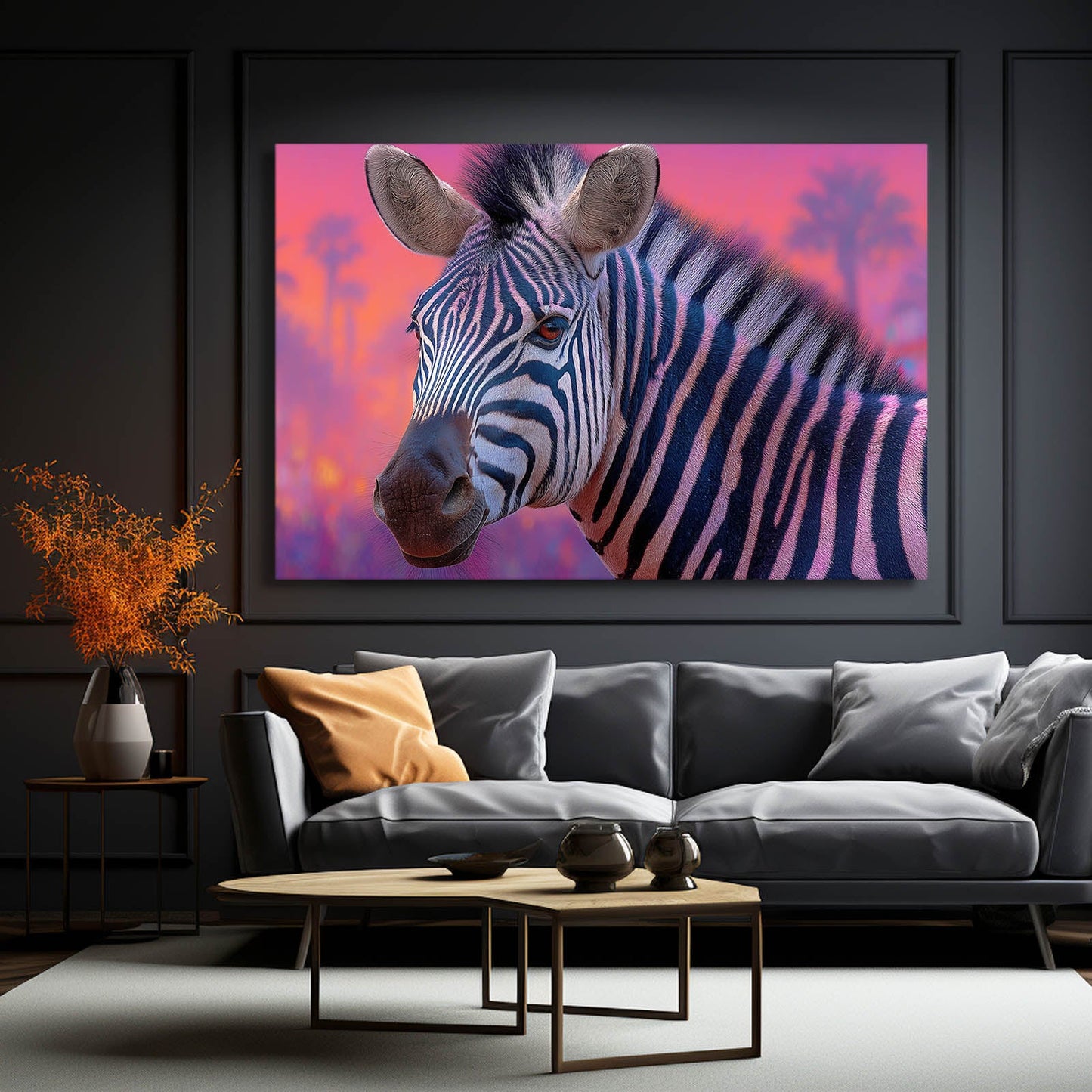Purple Zebra Prints – styled in a furnished interior