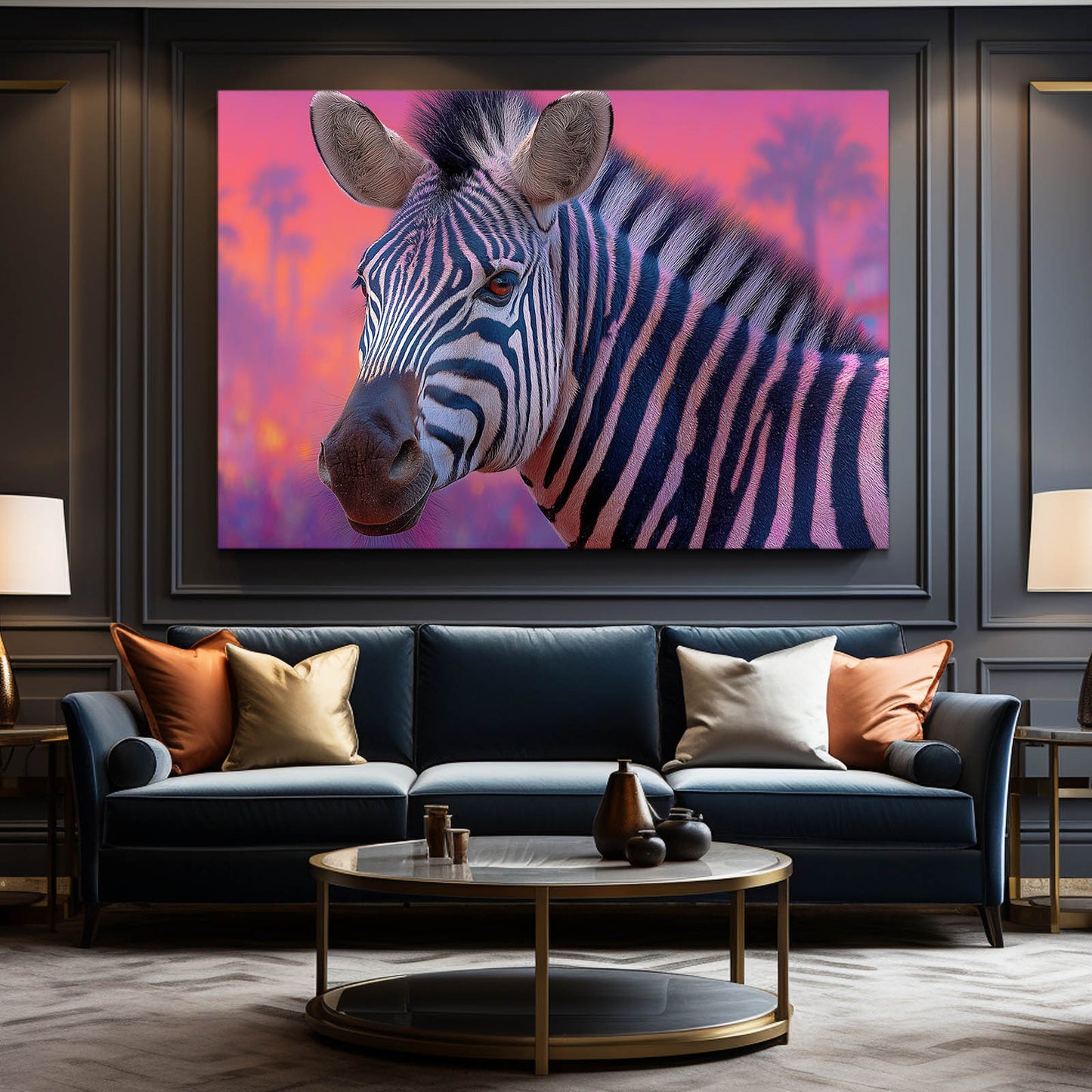 Purple Zebra Prints – styled in a furnished interior