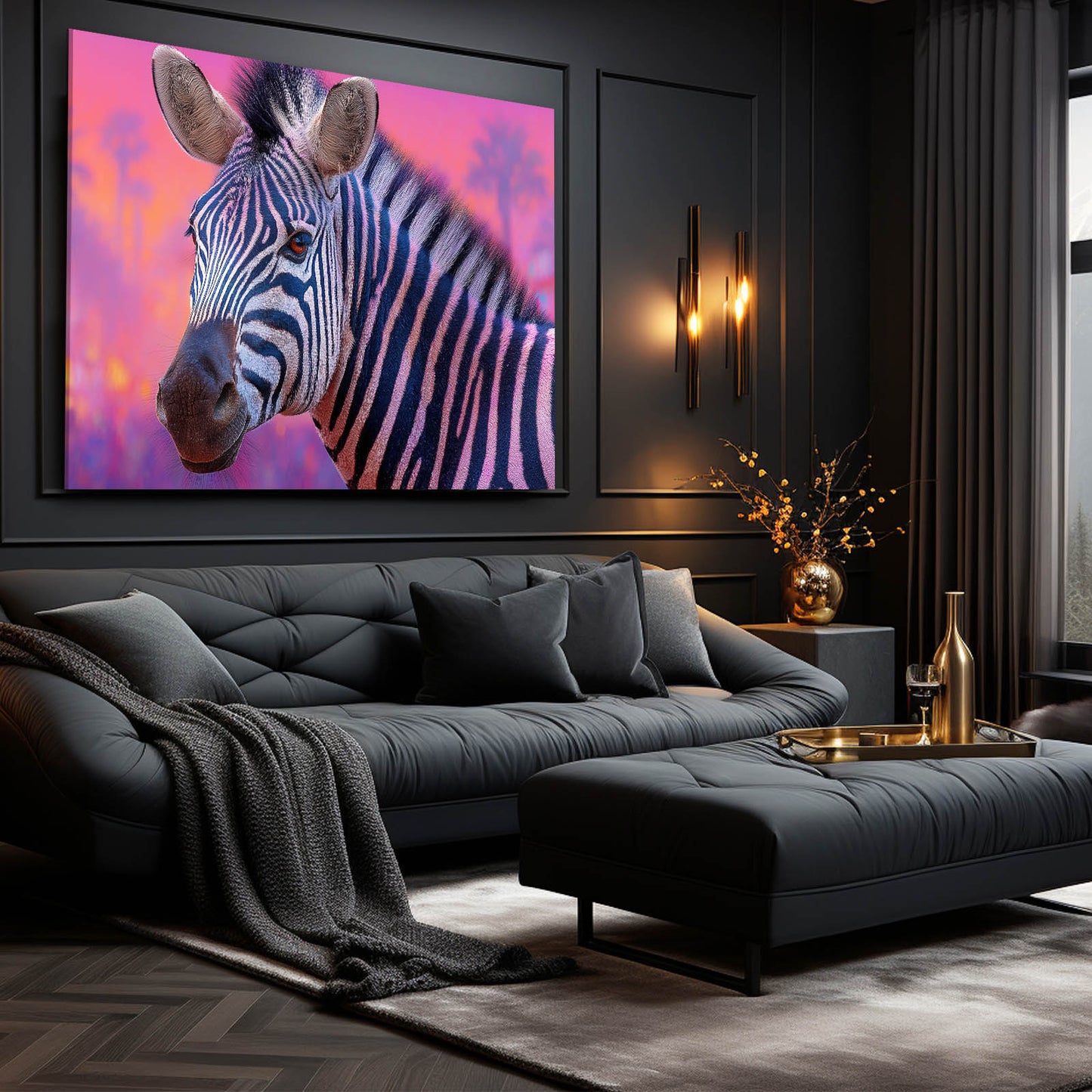 Purple Zebra Prints – styled in a furnished interior