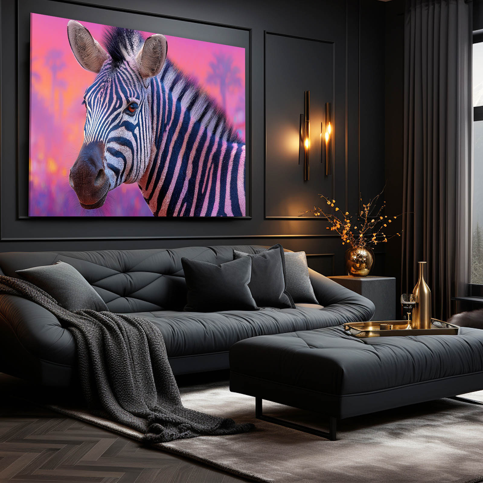Purple Zebra Prints – styled in a furnished interior