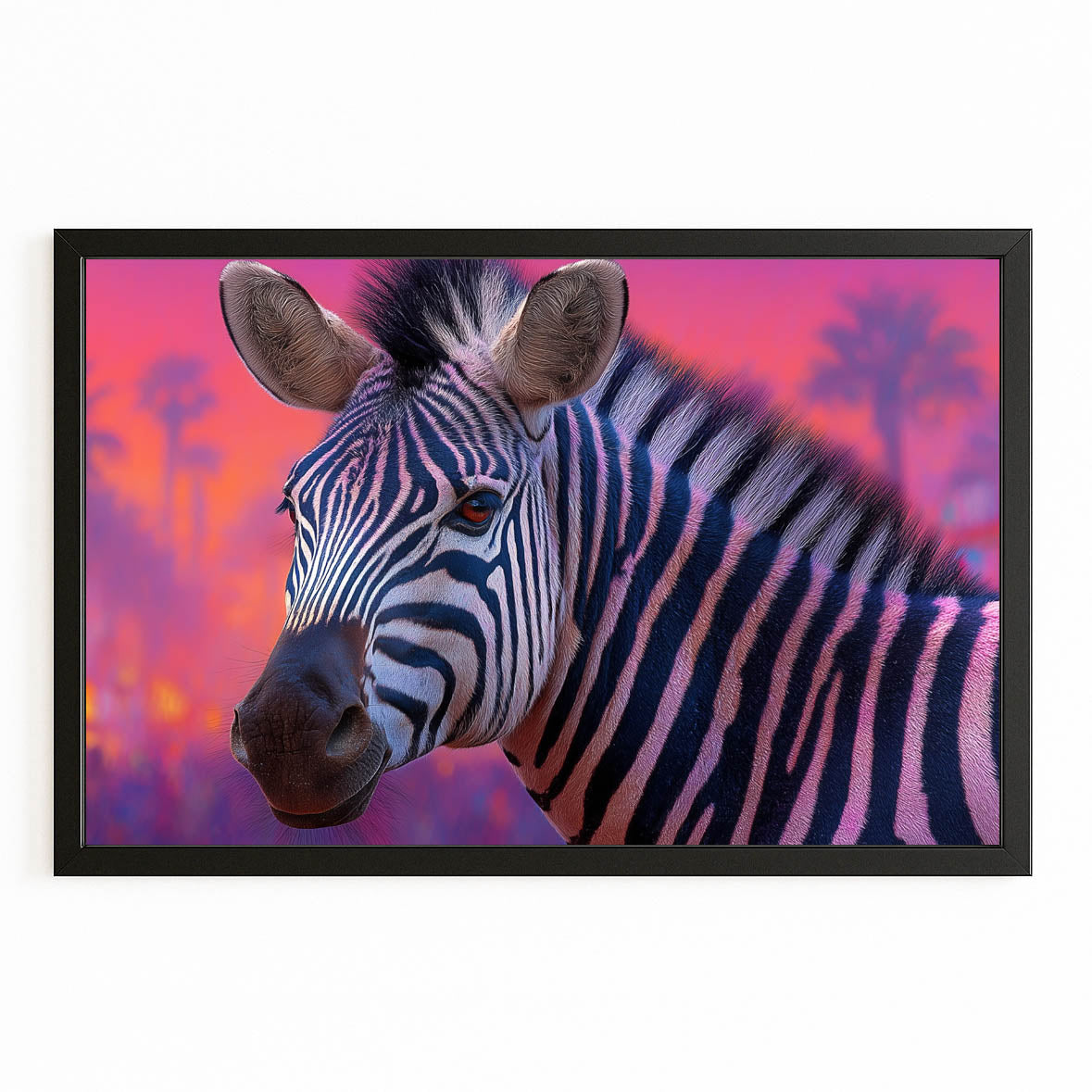 Purple Zebra Prints – with Premium Black frame on white background