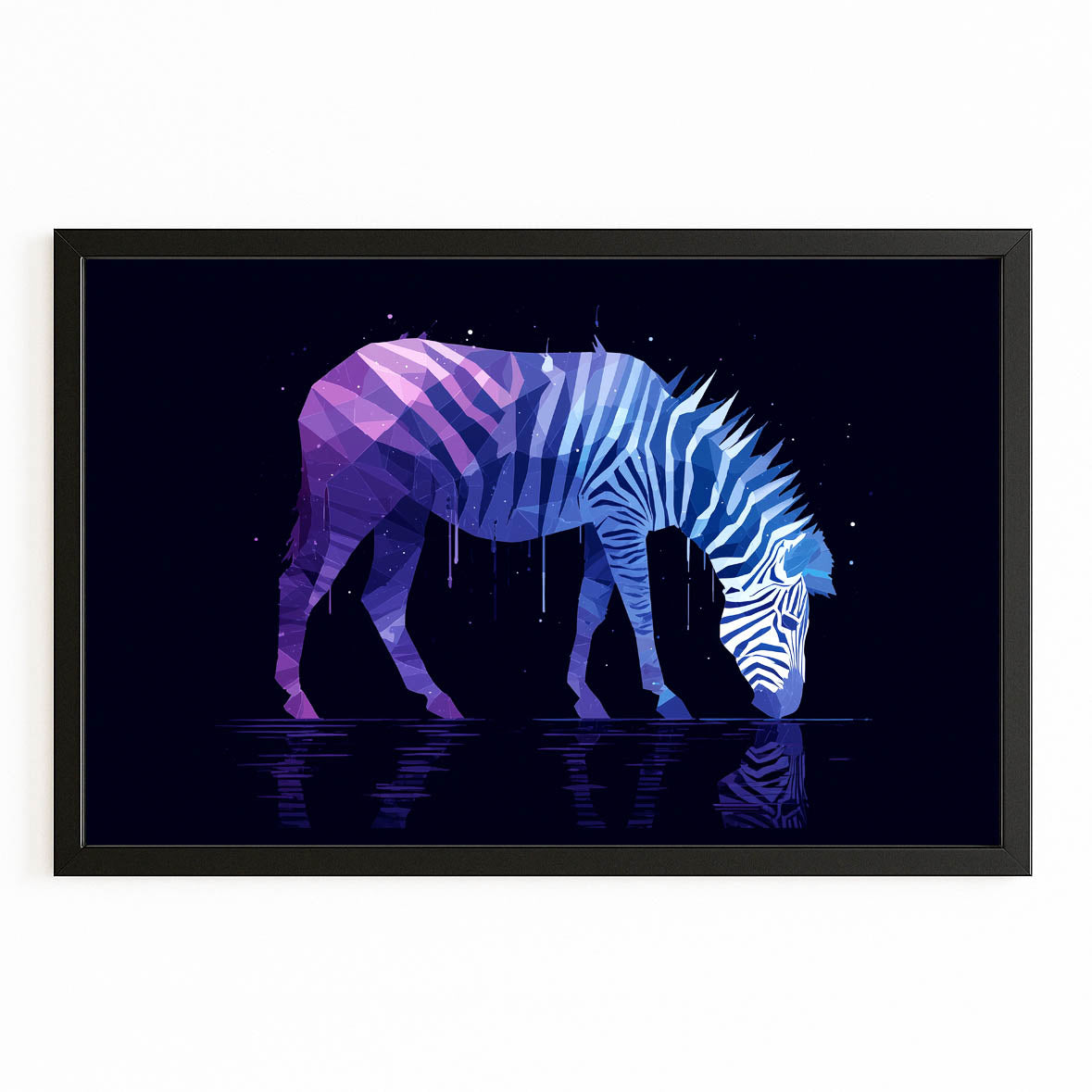 Purple Zebra Wall Art – with Premium Black frame on white background