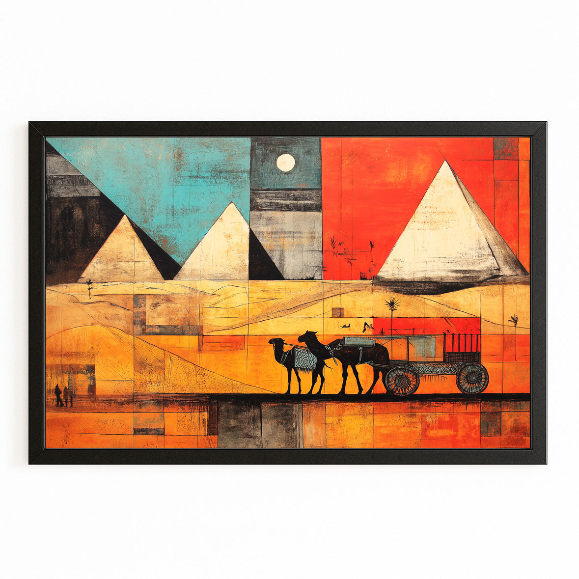 Pyramid Caravan Gradient Egyptian Canvas – with Premium Black frame on white background