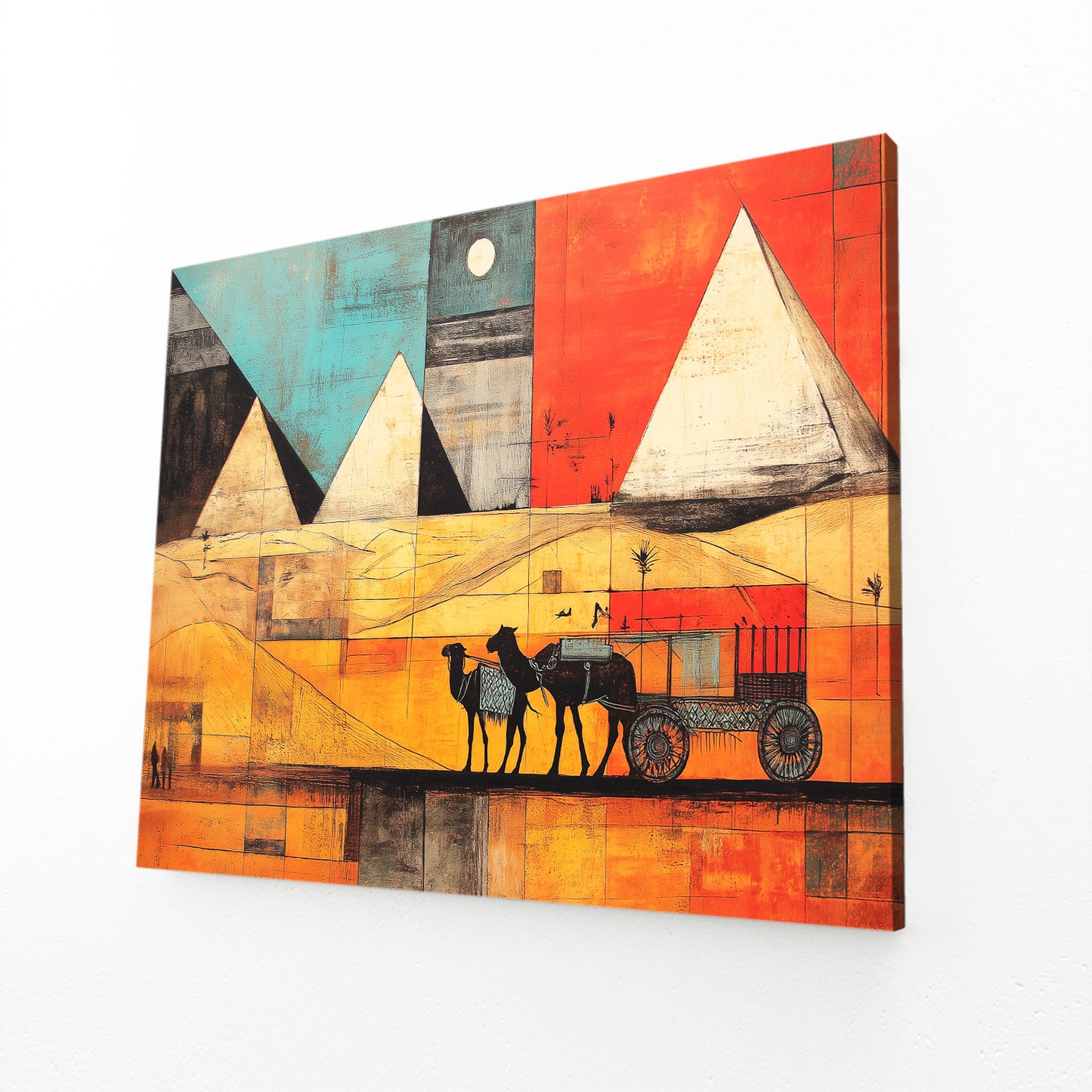 Pyramid Caravan Gradient Egyptian Canvas – angled canvas view on white background