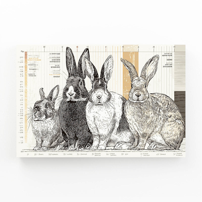 Rabbit Canvas Art – angled canvas view on white background