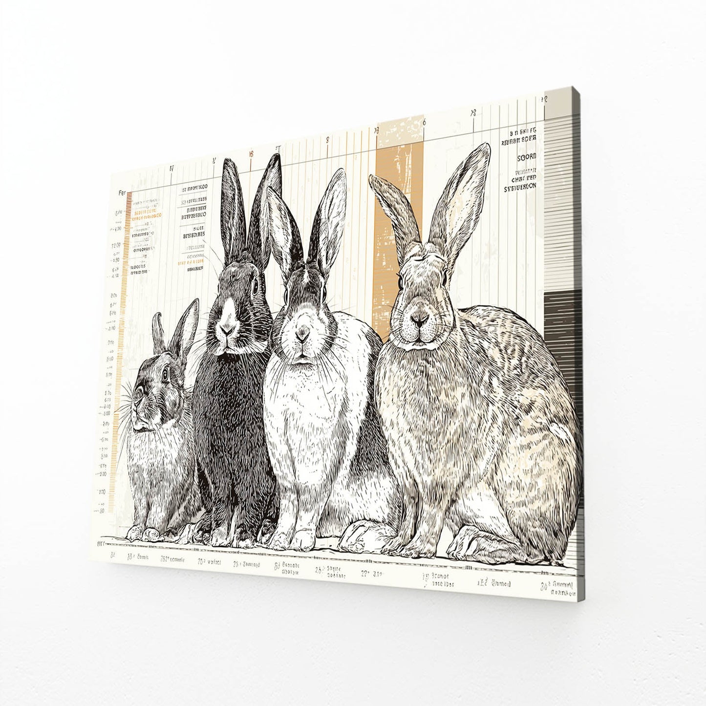 Rabbit Canvas Art – angled canvas view on white background