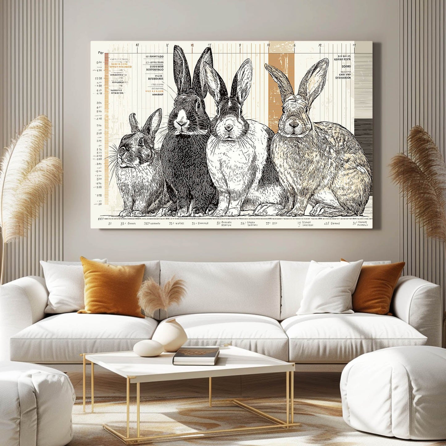 Rabbit Canvas Art – angled canvas view on white background
