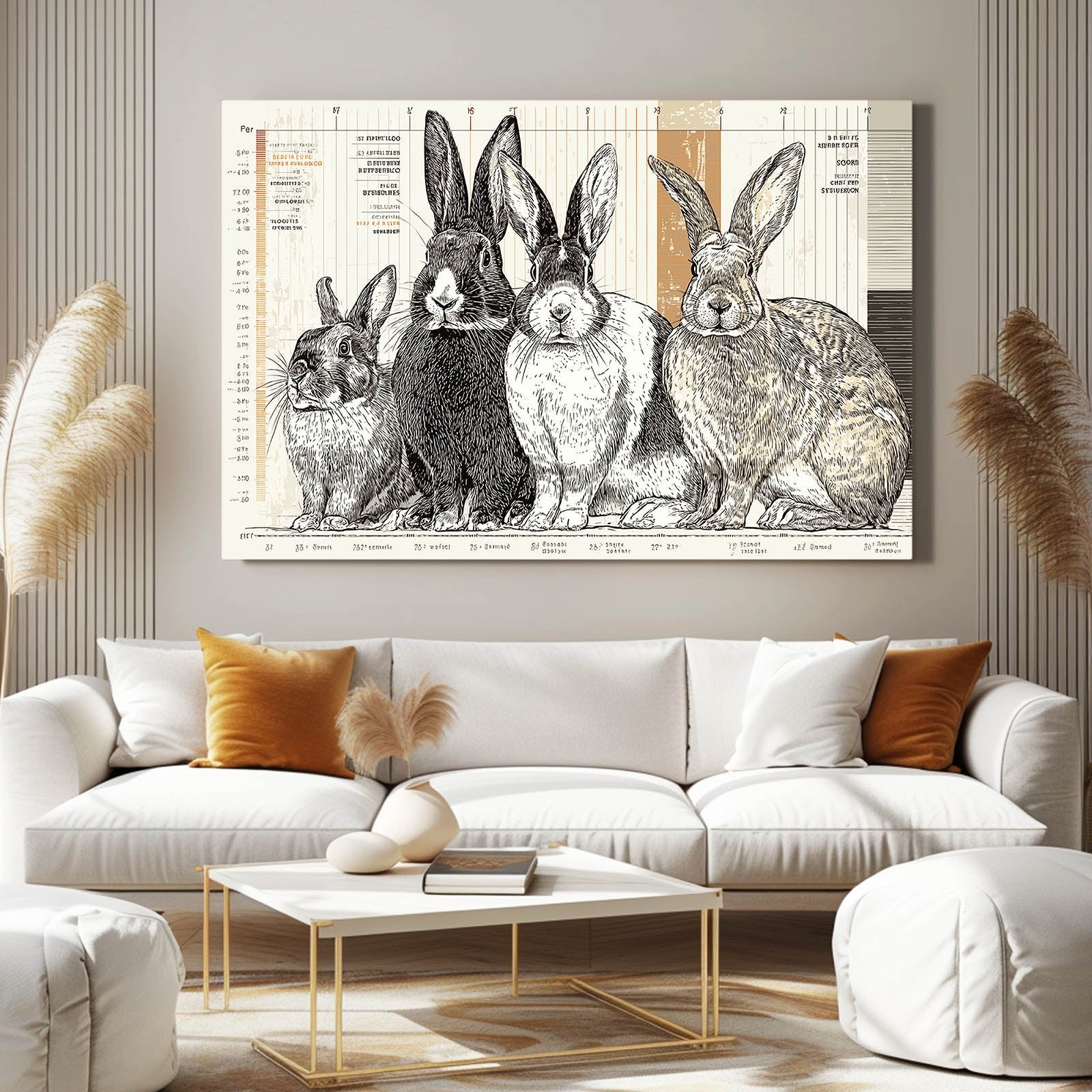 Rabbit Canvas Art – angled canvas view on white background