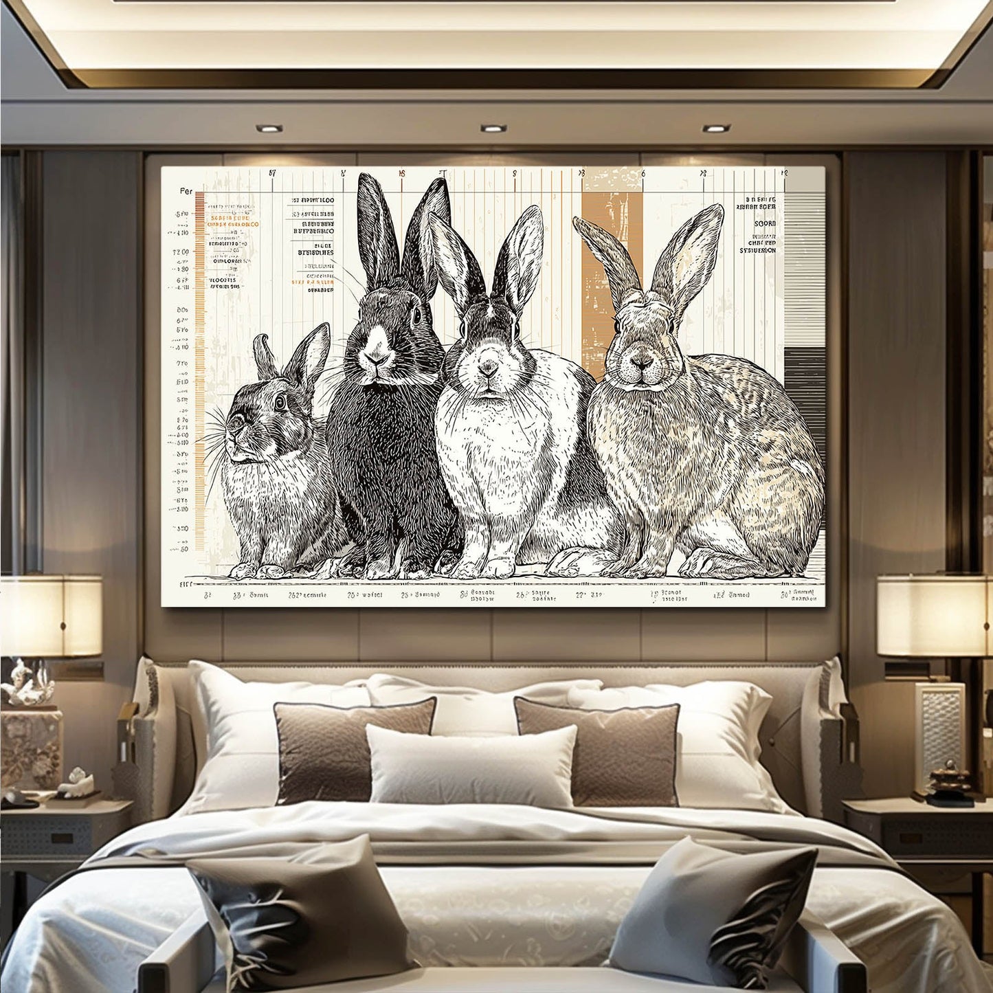Rabbit Canvas Art – angled canvas view on white background