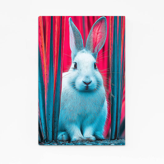 Rabbit Wall Art – angled canvas view on white background