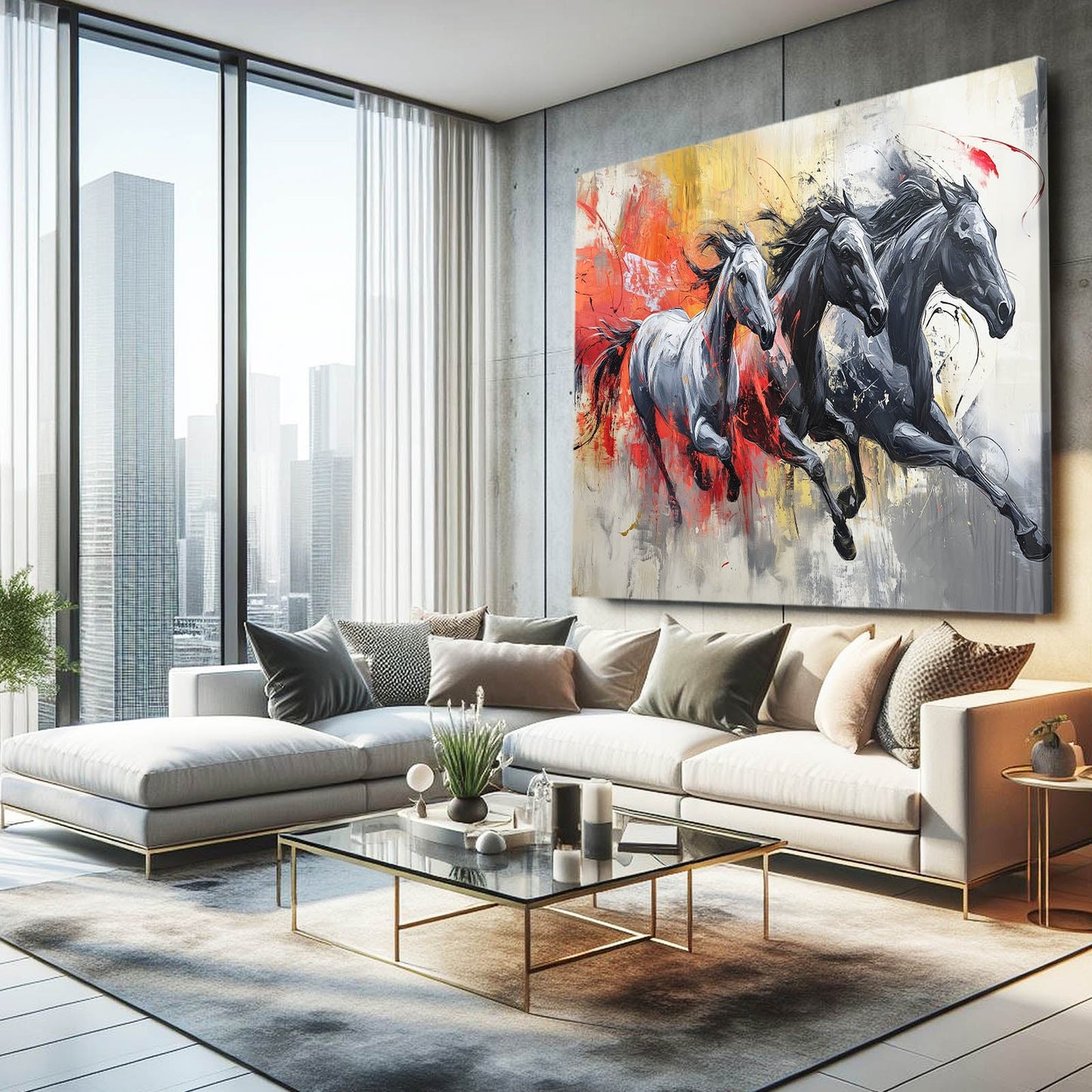 Racing Horse Art – angled canvas view on white background
