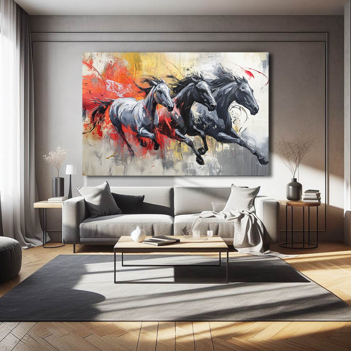 Racing Horse Art – angled canvas view on white background