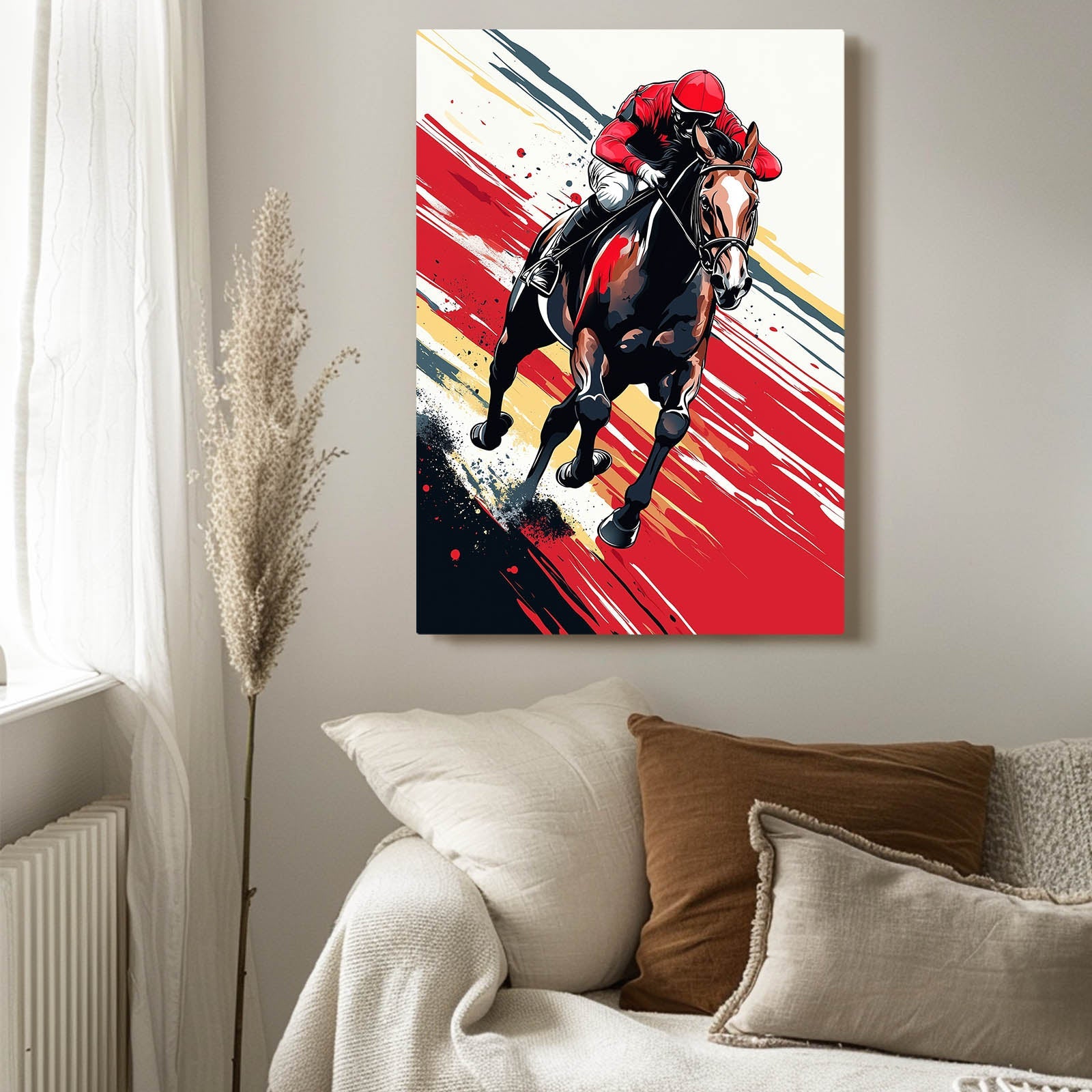 Racing Horse Prints – angled canvas view on white background