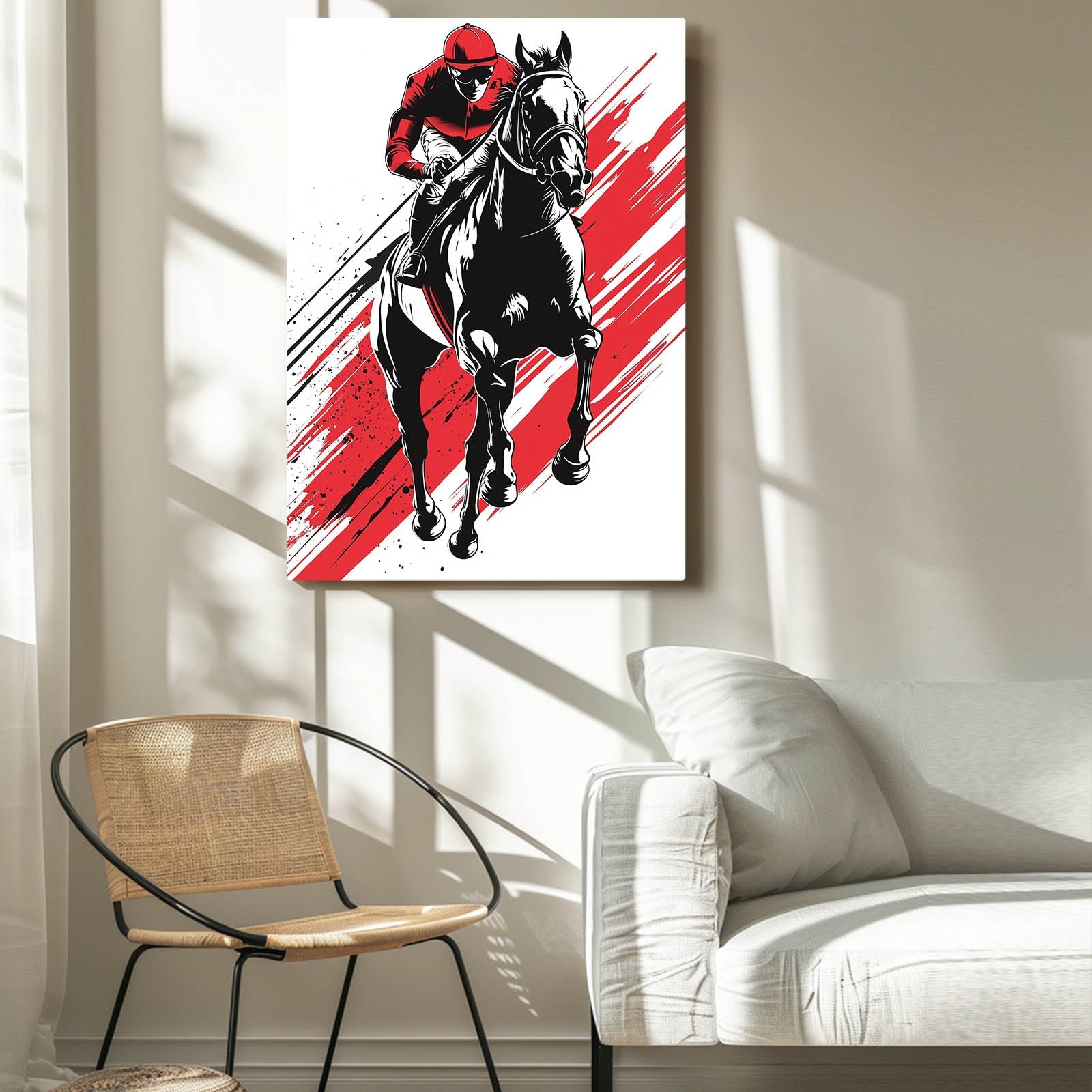 Racing Horse Wall Art – angled canvas view on white background