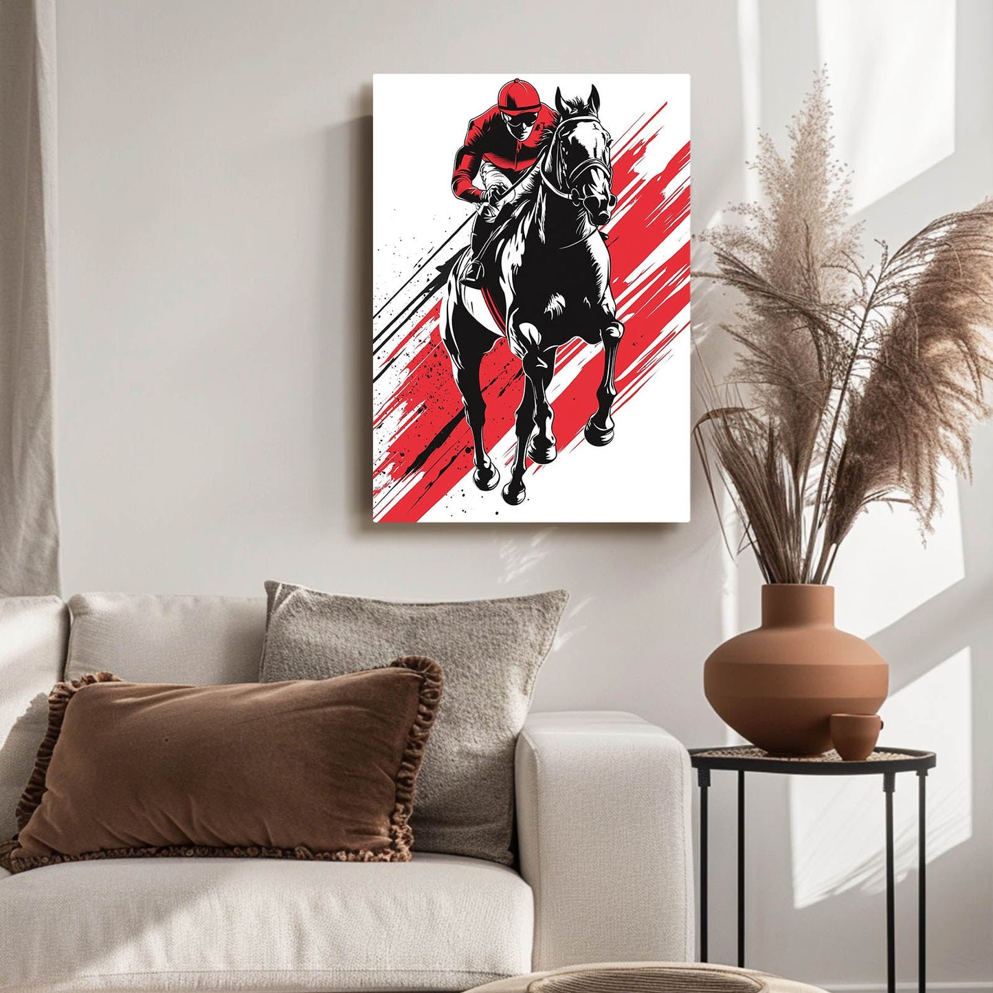 Racing Horse Wall Art – angled canvas view on white background