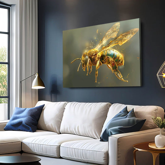 Radiant Bee Art — contemporary canvas print in brown tones, view 3