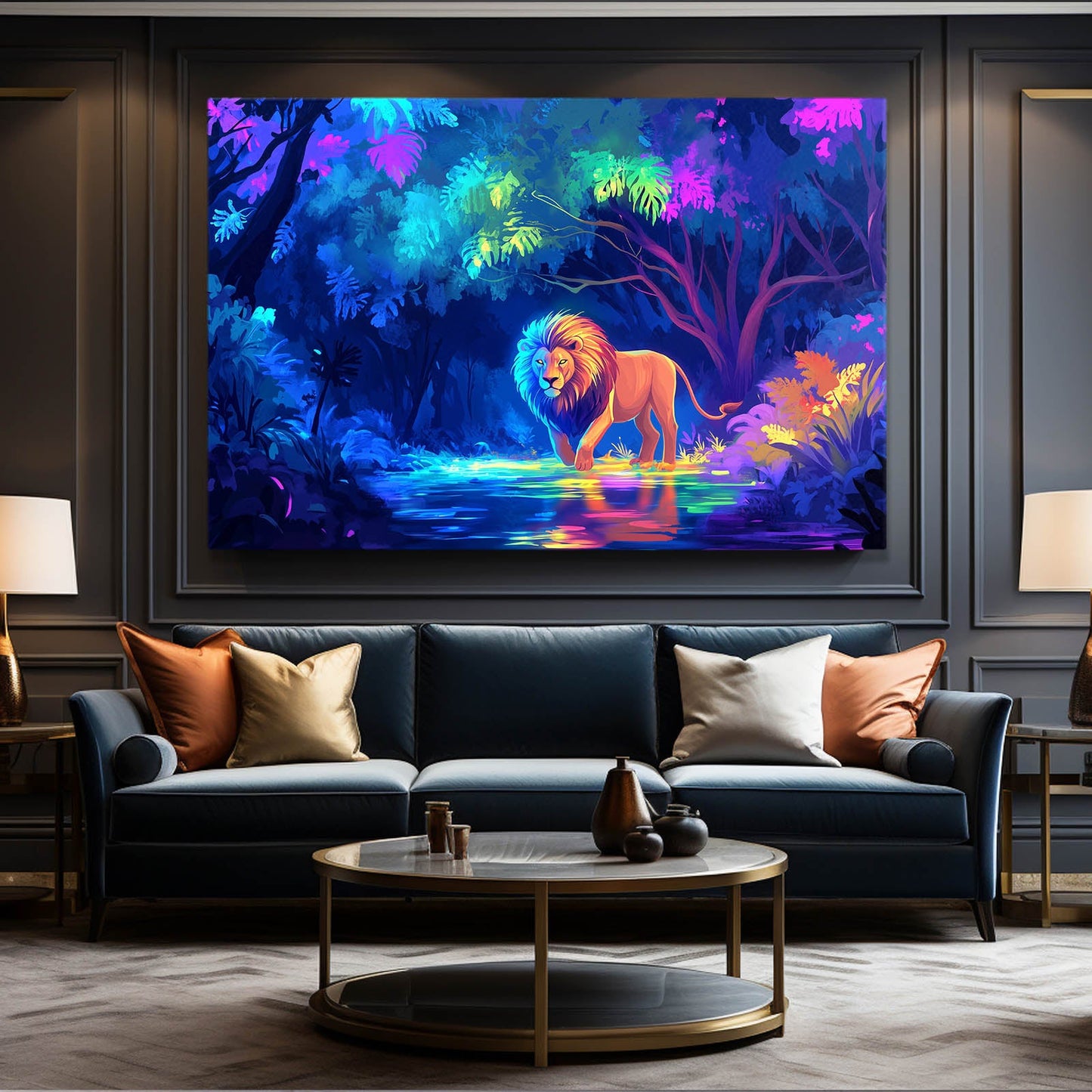 Radiant Lion Reflection Canvas