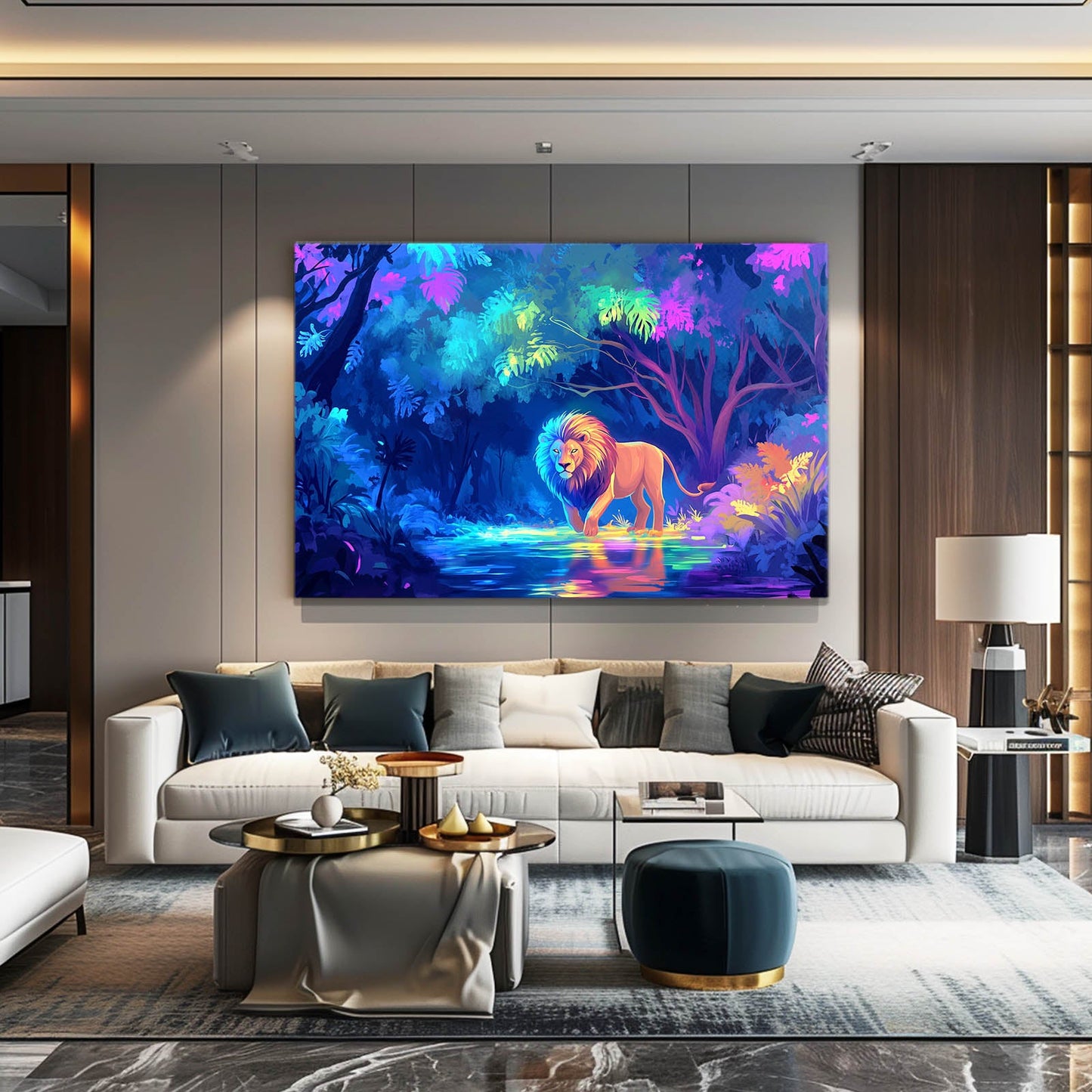 Radiant Lion Reflection Canvas