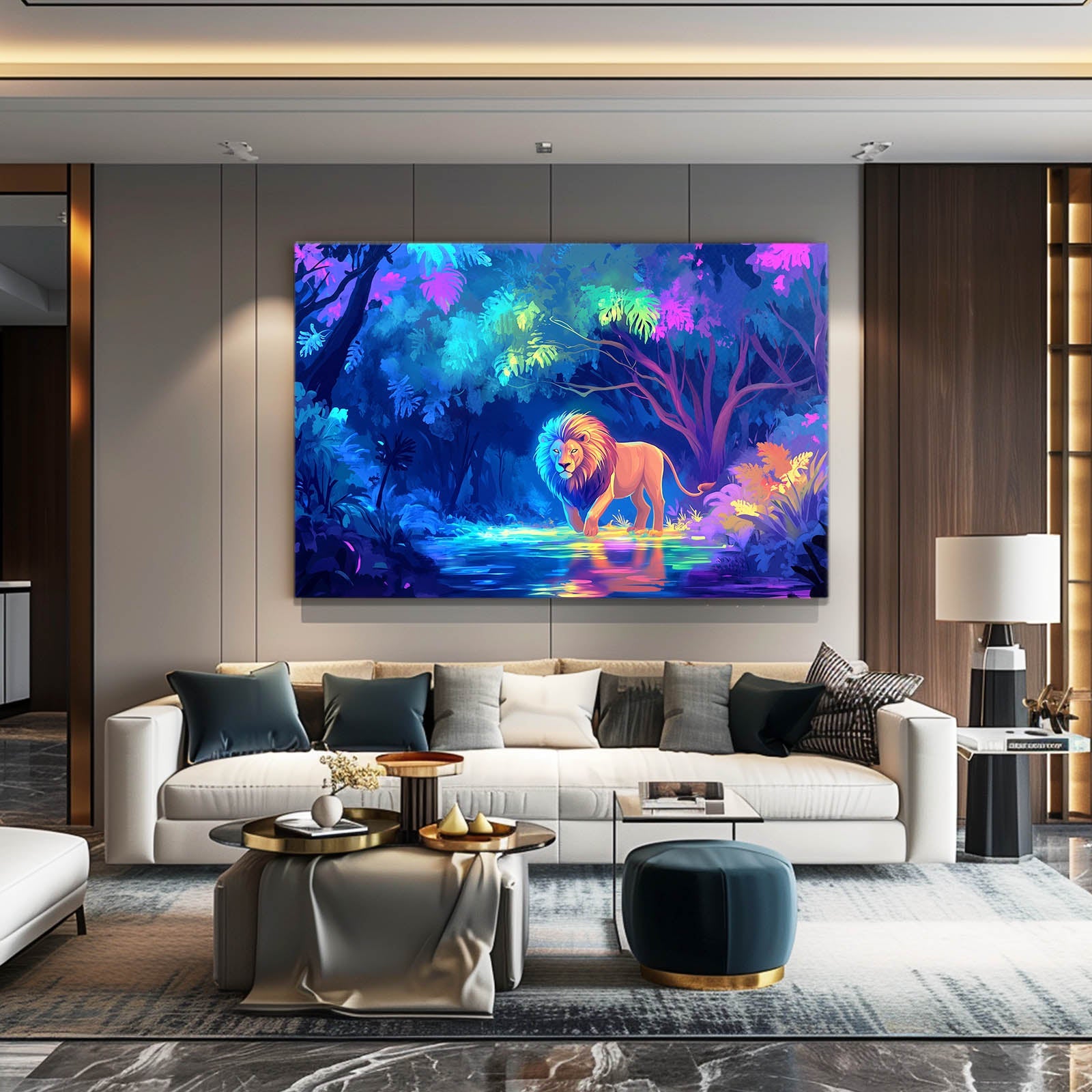 Radiant Lion Reflection Canvas
