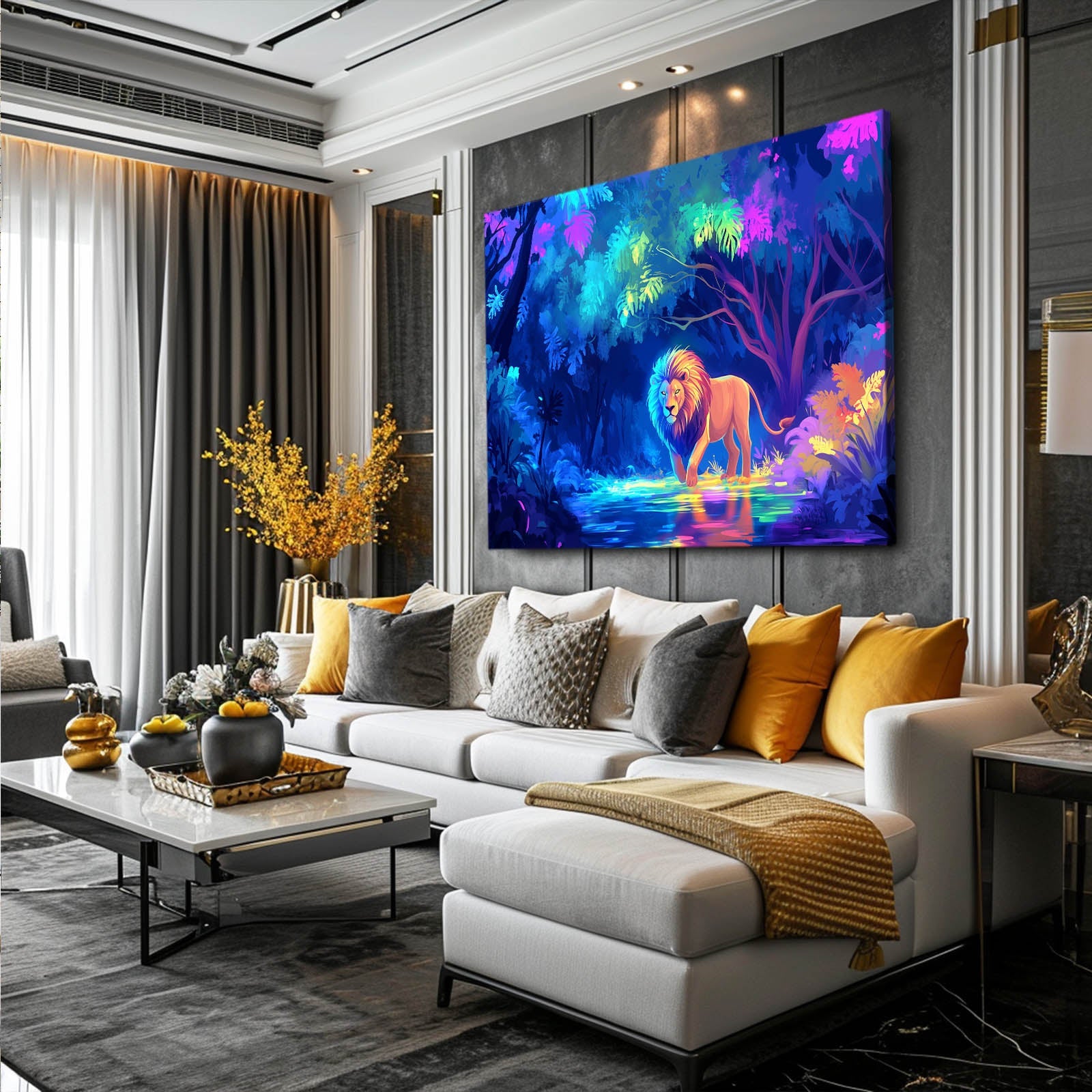 Radiant Lion Reflection Canvas