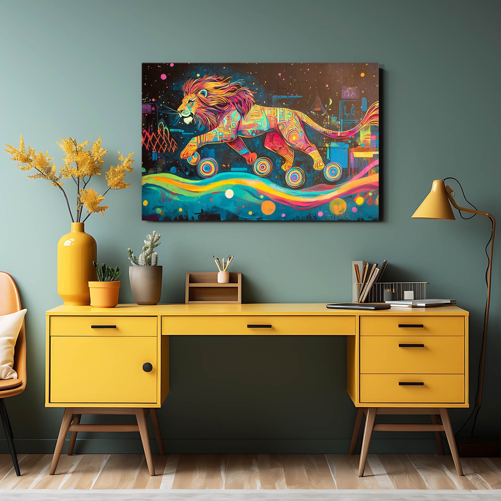 Radiant Roller Lion Wall Art