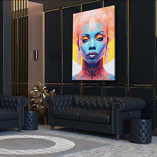 Radiant Vision African Wall Art — african art canvas print in orange tones, view 3