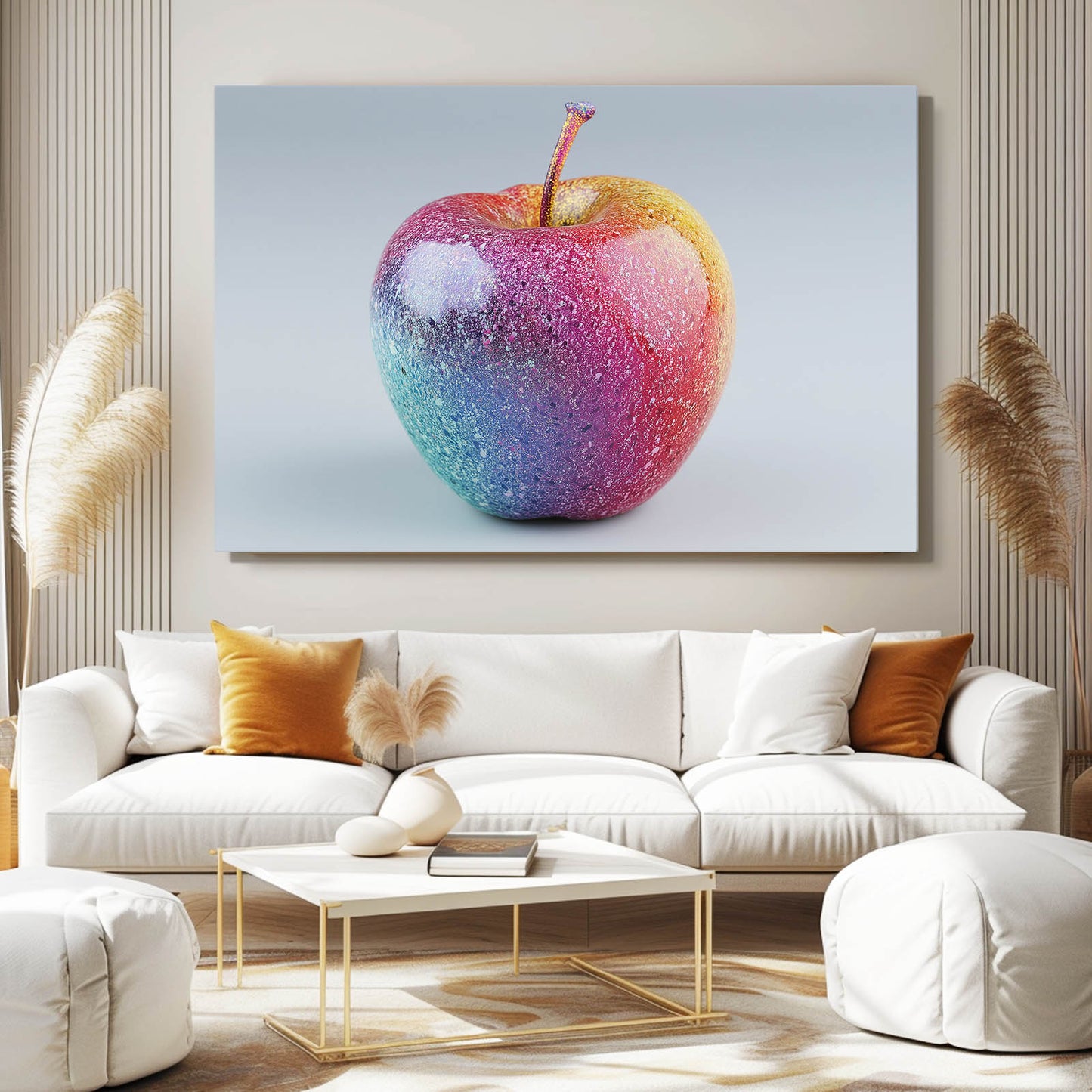 Rainbow Dew Apple Art – styled in a furnished interior