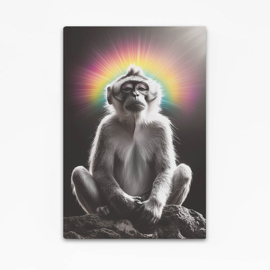 Rainbow Halo Meditation Monkey Wall Decor – rainbow halo meditation monkey canvas print
