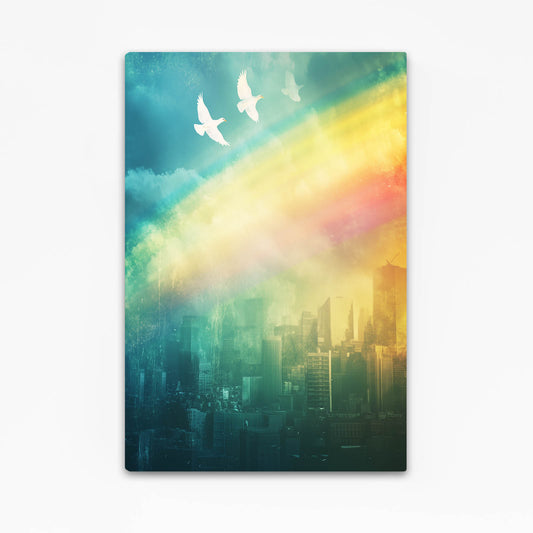 Rainbow Over Skyline Peace Canvas Art – rainbow over skyline peace canvas print