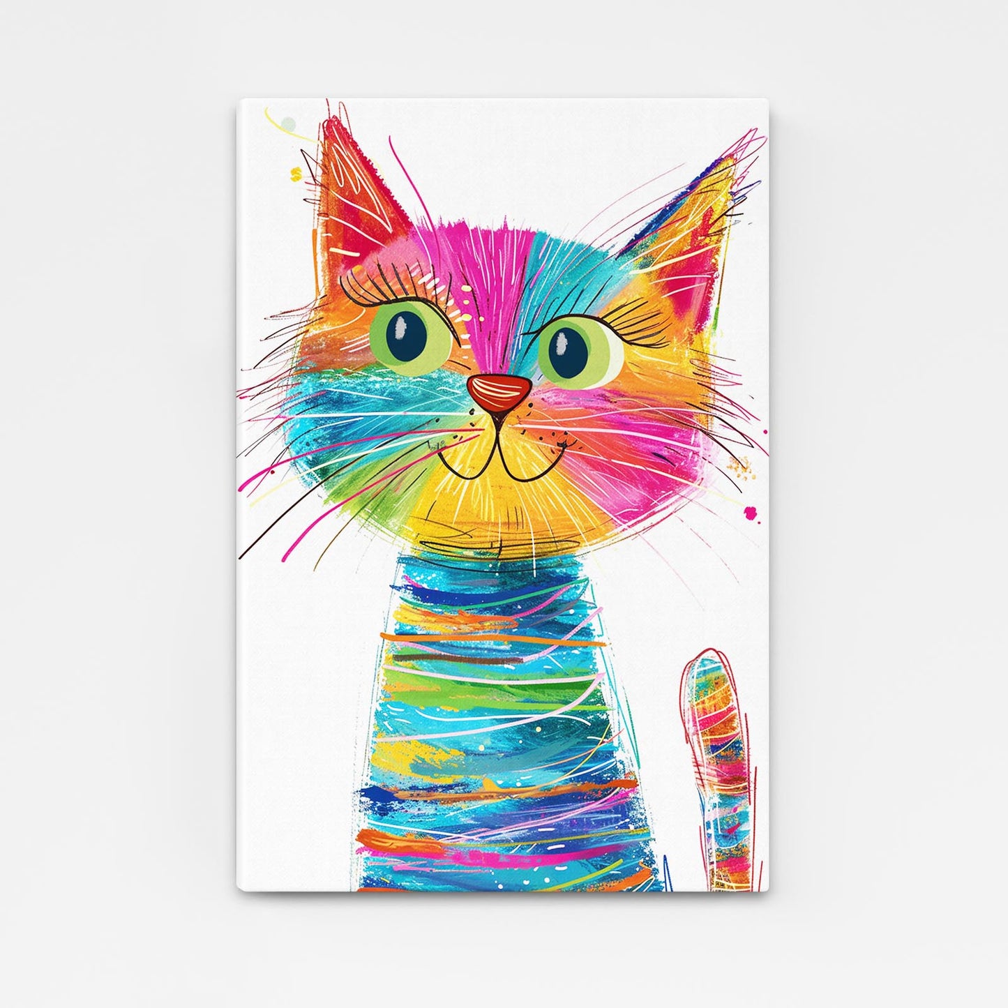 Rainbow Whiskers Cat Wall Art