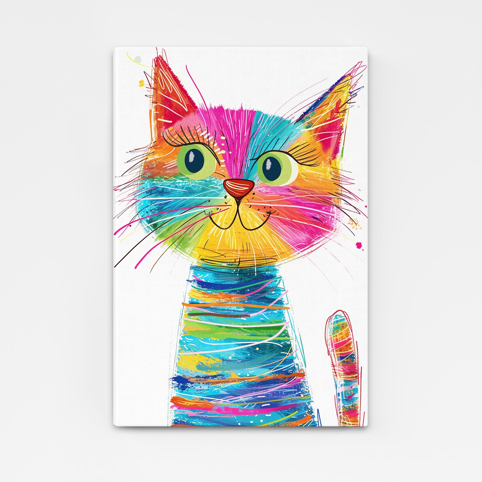 Rainbow Whiskers Cat Wall Art