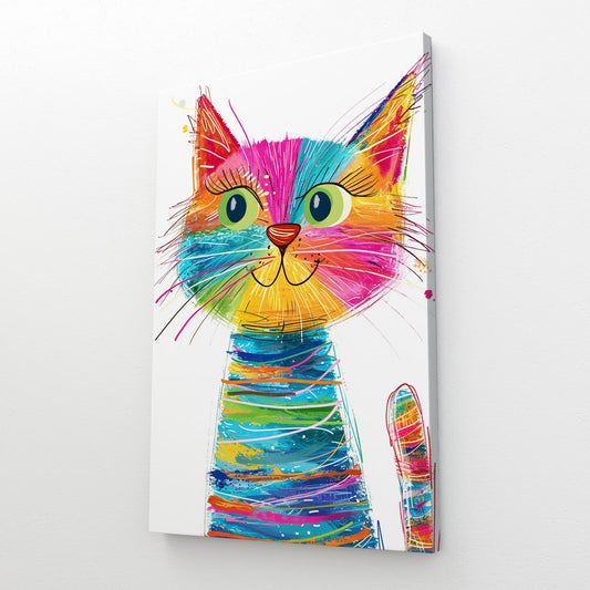 Rainbow Whiskers Cat Wall Art