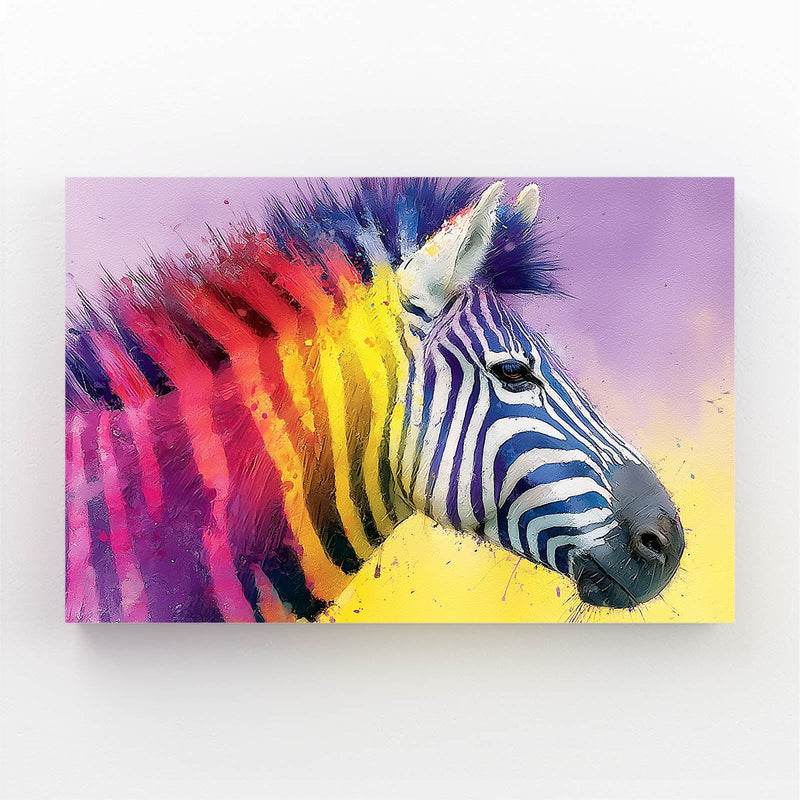 Rainbow Zebra Wall Art – rainbow canvas print