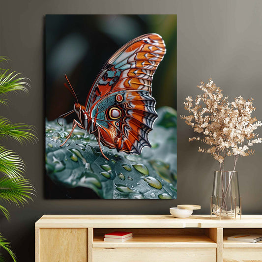 Raindrop Butterfly Wall Art — digital canvas print in white tones, view 3