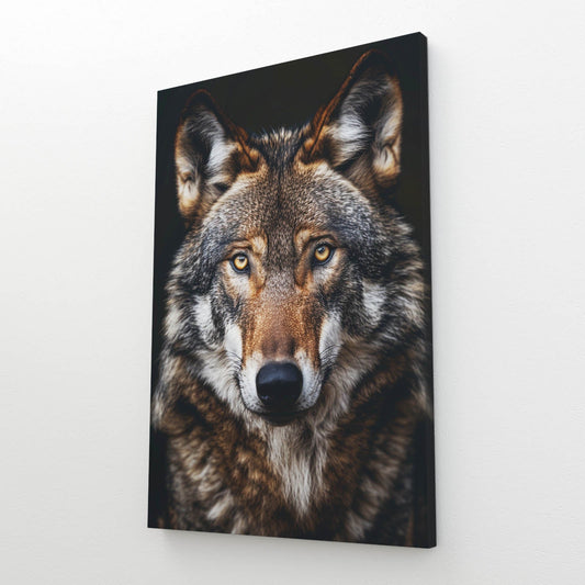 Realistic Wolf Wall Art — realism canvas print in brown tones, view 3