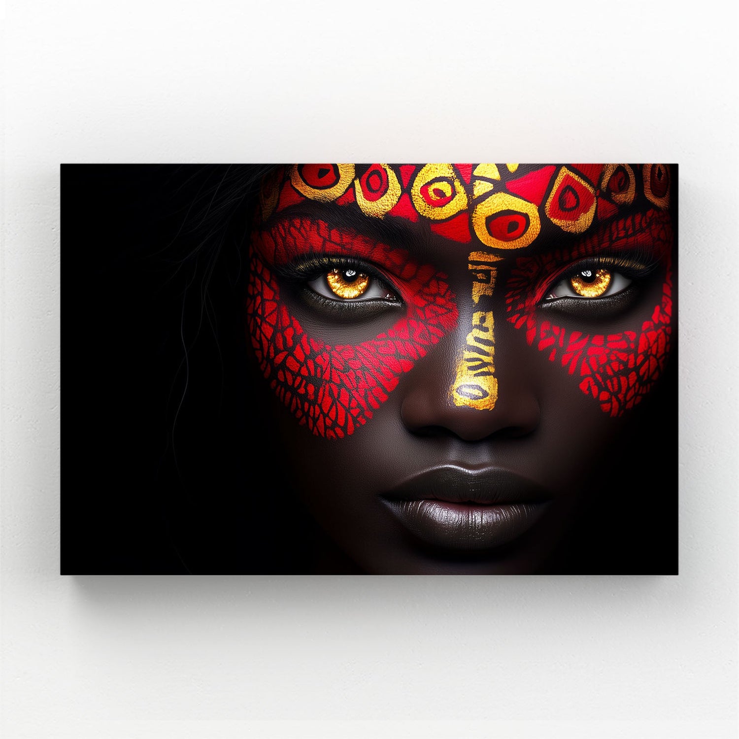 Red African Wall Art Decor — african art canvas print in red tones