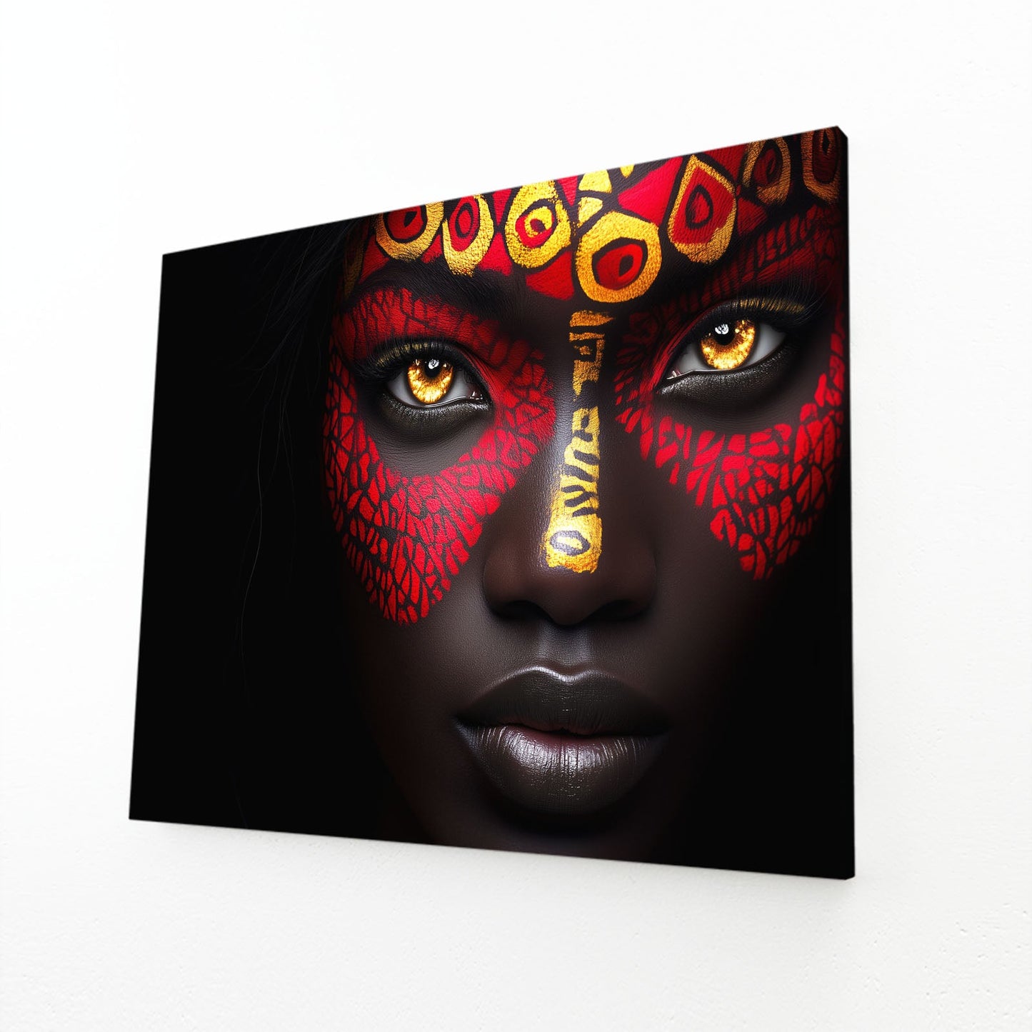 Red African Wall Art Decor — african art canvas print in red tones, view 2