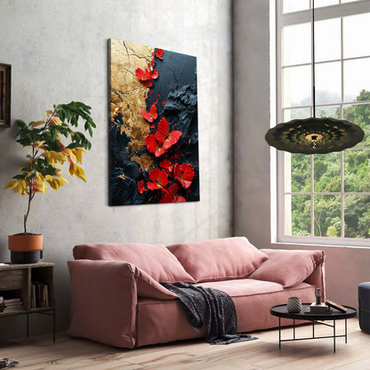 Red And Gold Butterfly Wall Art