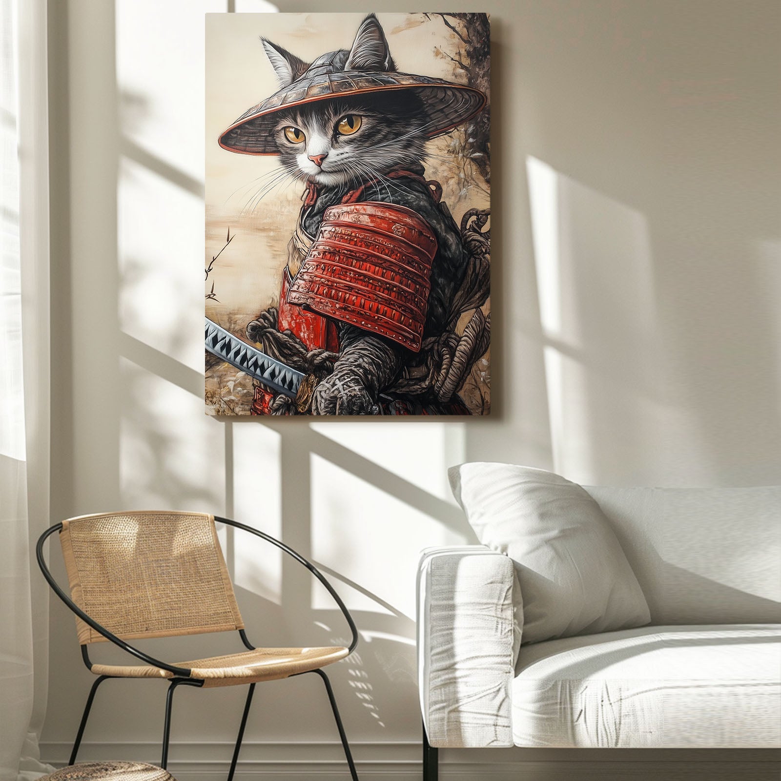 Red Armor Warrior Cat Art
