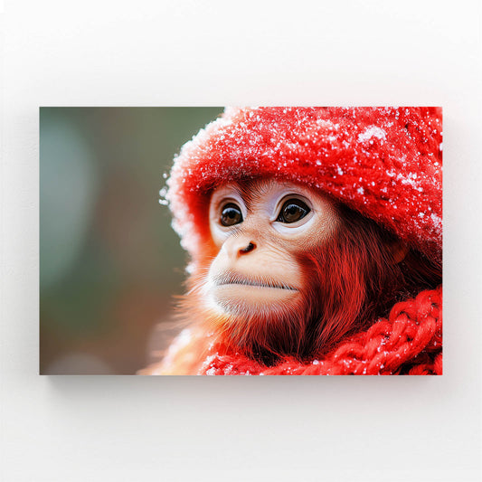 Red Beanie Snow Monkey Wall Decor – red beanie snow monkey canvas print