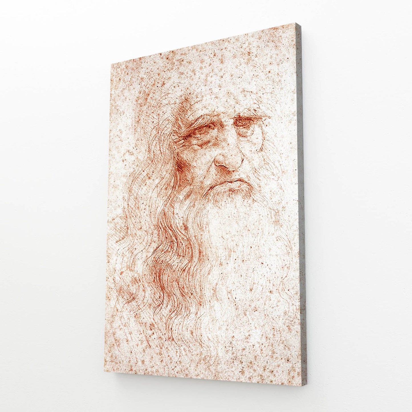 Red Chalk Self Portrait Da Vinci Wall Decor – angled canvas view on white background