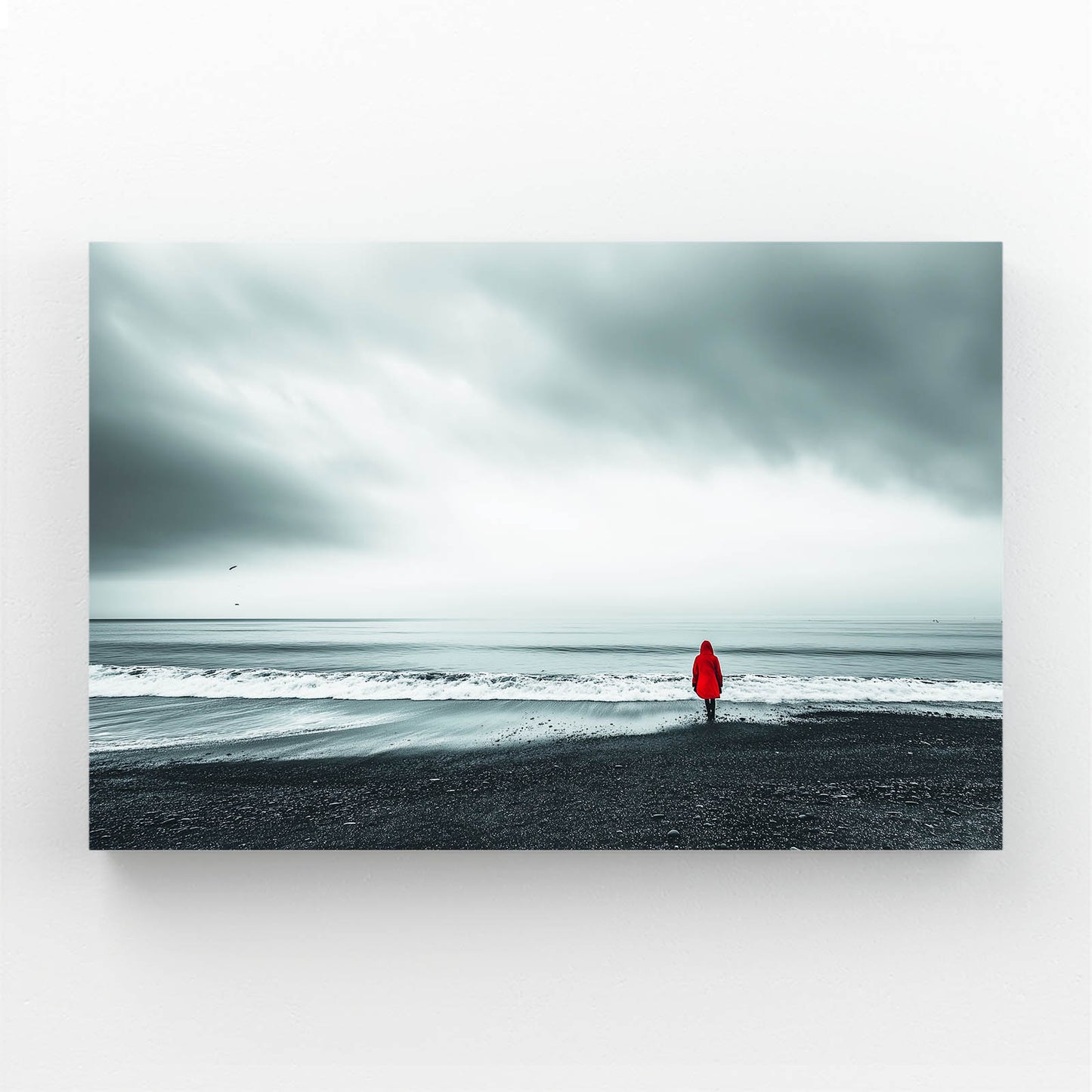 Red Coat Beach Storm Photography Prints – red coat beach storm photography canvas print