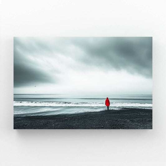Red Coat Beach Storm Photography Prints – red coat beach storm photography canvas print