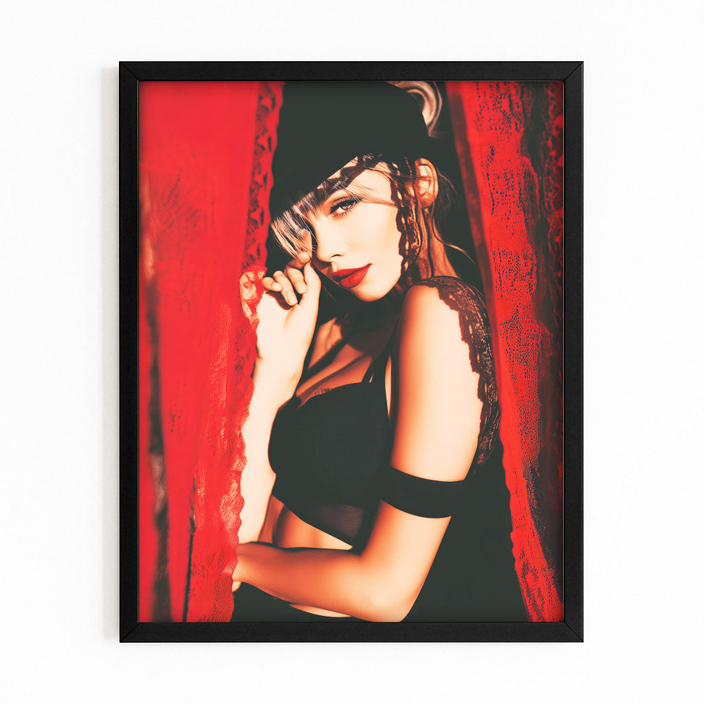 Red Curtain Photography Prints — photography canvas print, with Premium Black frame on white background