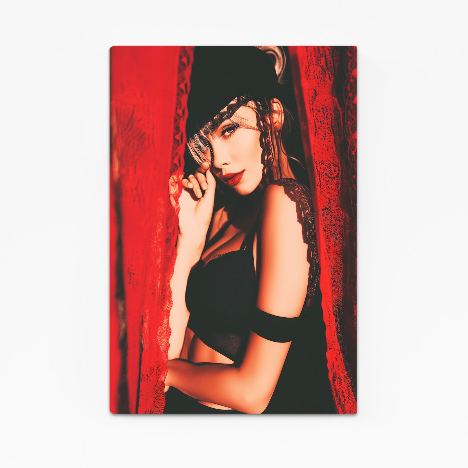 Red Curtain Portrait Photography Wall Decor – red curtain portrait photography canvas print