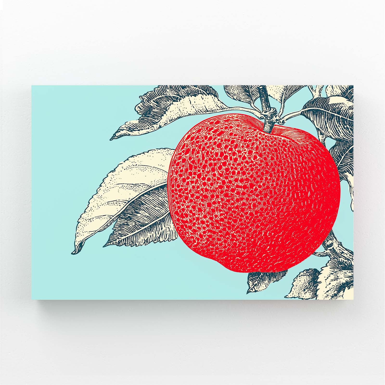 Red Engraving Mint Apple Wall Art – red engraving mint apple canvas print