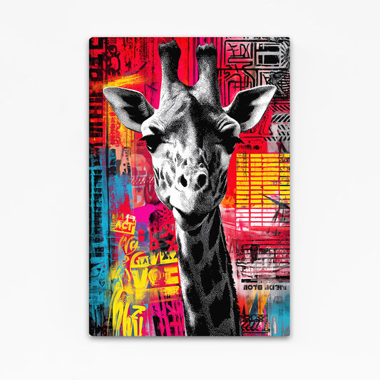 Giraffe illustration on a colorful abstract background