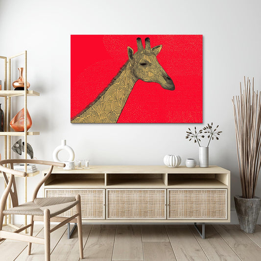 Red Giraffe Print — abstract canvas print in red tones, view 4